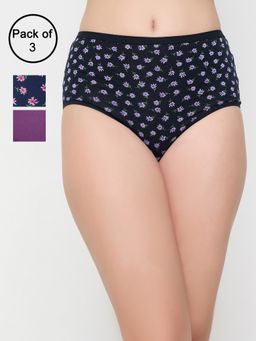 Clovia - Cotton Spandex High Waist Outer Elastic Hipster Panty - Multi-Color (Pack of 3)