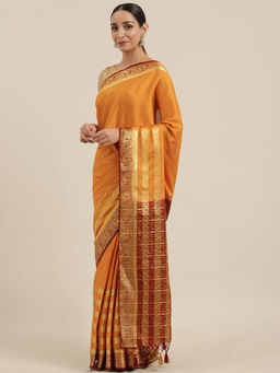 Mimosa - Women Mysore Silk Crepe Saree With Unstitched Blouse