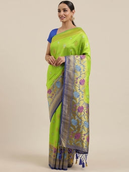 Mimosa - Women Mysore Silk Silk Saree With Unstitched Blouse