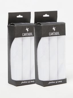 Cantabil - Men White Solid Cotton Handkerchief (Pack of 6)