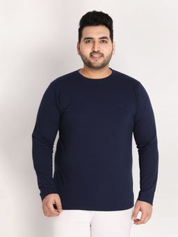 CHKOKKO - Mens Casual Round Neck T-shirts In Navy Blue