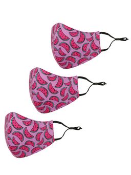 Tossido - Pink Printed Cotton Adjustable Cloth Mask (Pack of 3)