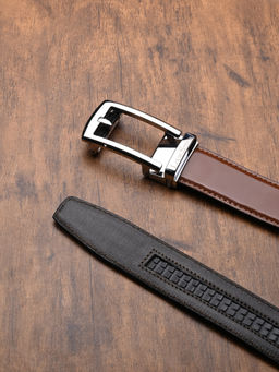 Louis Stitch - Tan Premium VT Leather Mens Chrome Buckle Auto Lock Belt
