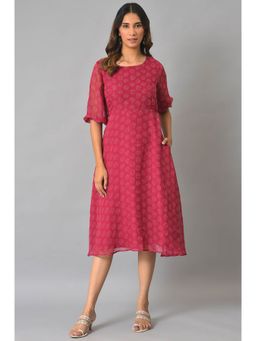 W - Pink Printed Midi Dress