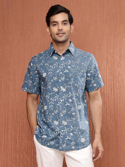Fabindia - Blue Cotton Floral Shirt