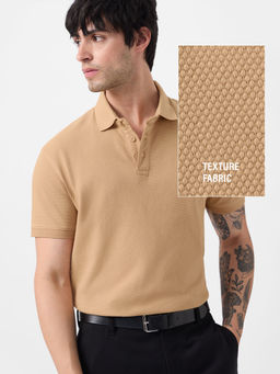 The Souled Store - Originals Solids- Light Tan Polo T-Shirt