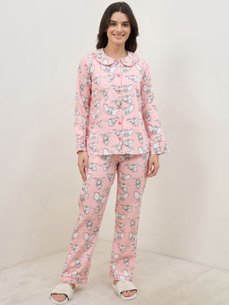 First Resort by Ramola Bachchan - Women Pink Dumbo Printed Shirt and Pyjama