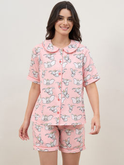 First Resort by Ramola Bachchan - Women Pink Dumbo Printed Shirt and Shorts