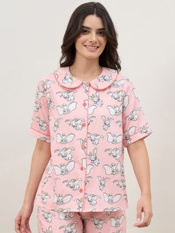 First Resort by Ramola Bachchan - Women Pink Dumbo Night Shirt