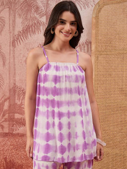 First Resort by Ramola Bachchan - Women Purple Blue Tie-Dye Top
