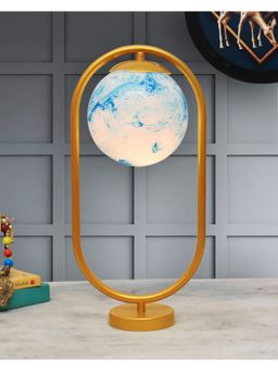 Homesake - Gold Table Light Frosted Blue Shade Oval