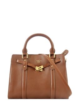 Eske - Cognac Solid Leather Handbag for Women