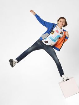 Jack & Jones Junior - Boys Orange Colourblocked Zip-Up Sweatshirt