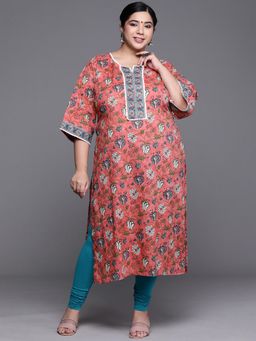 Extra love by Libas - Coral Printed Cotton Kurtas for Women