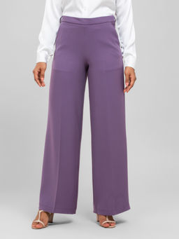 D’ALMIRAH - Women Lavender High-Rise Wrinkle Free Trousers