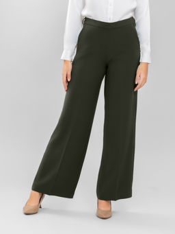 D’ALMIRAH - Women Olive Green High-Rise Wrinkle Free Trousers