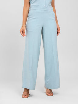 D’ALMIRAH - Women Sky Blue High-Rise Stretchable Trousers