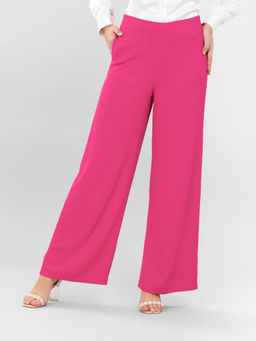 D’ALMIRAH - Women Hot Pink High-Rise Trousers