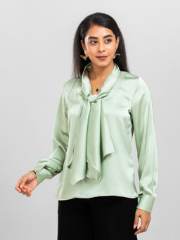 D’ALMIRAH - Pastel Green Front Knot Top