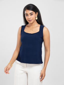 D’ALMIRAH - Navy Blue Sleeveless Top
