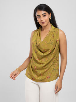 D’ALMIRAH - Green Cowl Neck Top