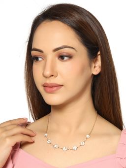 Yellow Chimes - Gold Toned Crystal Studded Chain Necklace