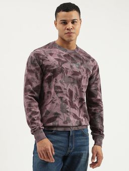 United Colors of Benetton - Purple Regular Fit Crew Neck Printed Sweater