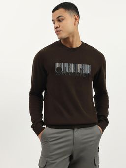 United Colors of Benetton - Brown Regular Fit Crew Neck Applique Sweater