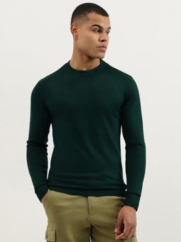 United Colors of Benetton - Green Regular Fit Crew Neck Solid Premium Sweater