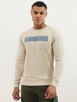 United Colors of Benetton - Off White Round Neck Printed Transfer Sweatshirt