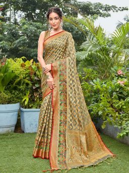 Odette - Grey Elegant Cotton Silk Weaving Designer Saree with Unstitched Blouse