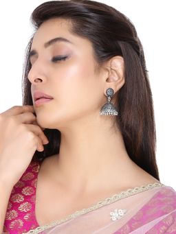 Yellow Chimes - Traditional Silver Oxidised Of Ethnic Jhumkis (Pack of 2)