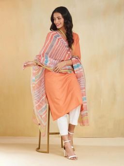 Fabindia - Avni Peach Cotton Dupatta and Kurta (Set of 2)