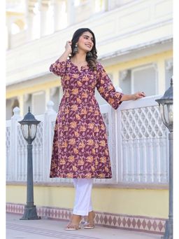 Jaipuri Adaah - Urvashi Floral Hand Block Printed A-Line Kurta