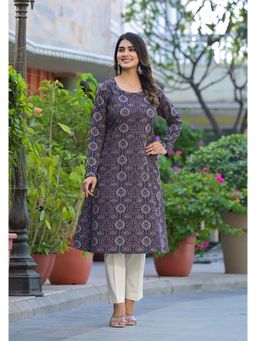 Jaipuri Adaah - Mahika Ajrakh Hand Block Printed A-Line Kurta