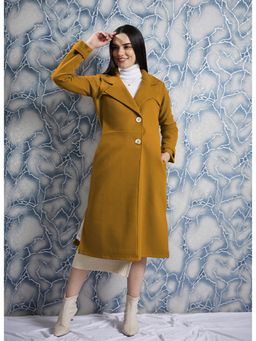 AAREIN - Mustard Solid Long Sleeves Notched Lapel Longline Winter Coat