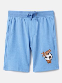 United Colors of Benetton - Blue Cotton Blend Solid Shorts
