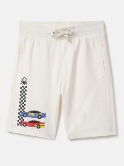 United Colors of Benetton - Cream Polycotton Printed Shorts
