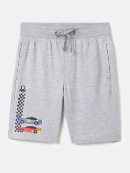 United Colors of Benetton - Grey Polycotton Printed Shorts