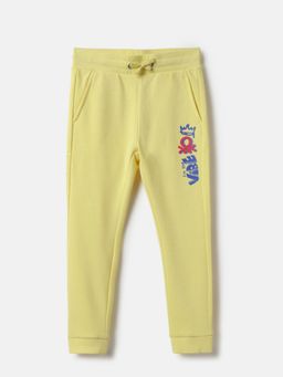 United Colors of Benetton - Yellow Cotton Blend Solid Joggers