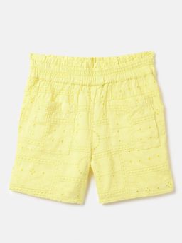 United Colors of Benetton - Yellow Pure Cotton Embroidered Shorts