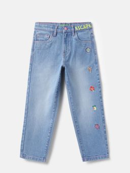 United Colors of Benetton - Blue Cotton Blend Solid Jeans