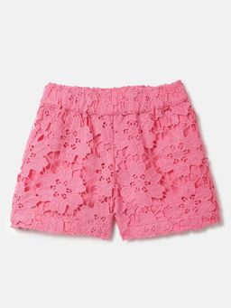 United Colors of Benetton - Pink Pure Cotton Self Design Shorts