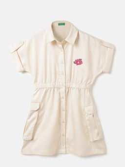 United Colors of Benetton - Cream Lyocell Solid Dress