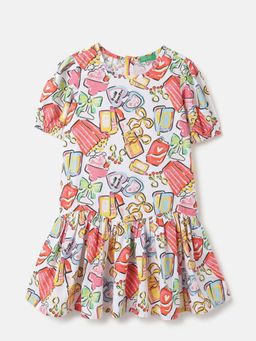 United Colors of Benetton - Multi-Color Pure Cotton Printed Dress