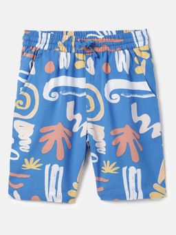 United Colors of Benetton - Blue Viscose Printed Shorts