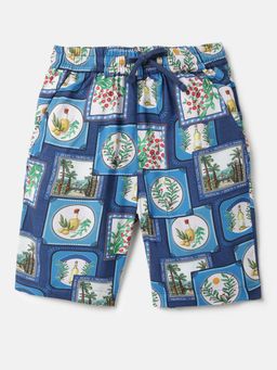 United Colors of Benetton - Blue Viscose Printed Shorts