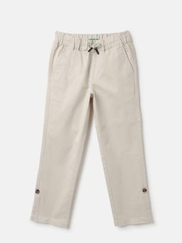 United Colors of Benetton - Beige Cotton Blend Solid Trouser