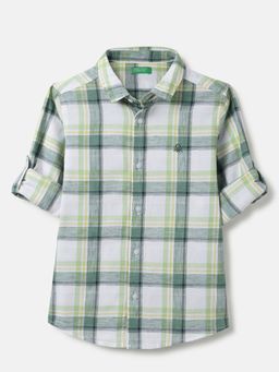 United Colors of Benetton - Green Polycotton Checks Shirt