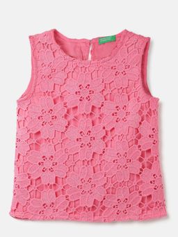 United Colors of Benetton - Pink Pure Cotton Self Design Top